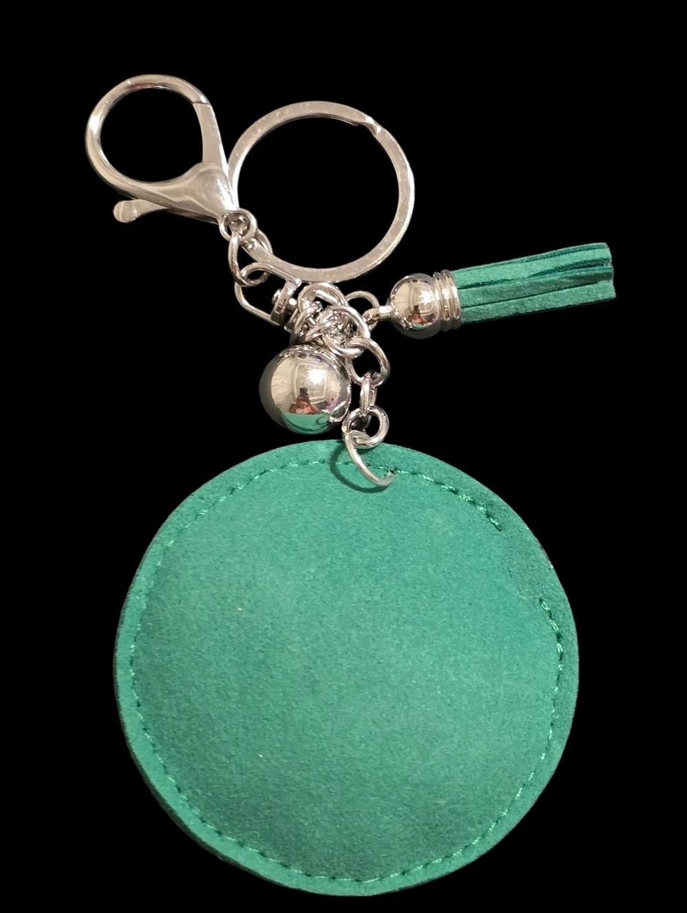 Green and Silver Clover Bag Charm Keychain